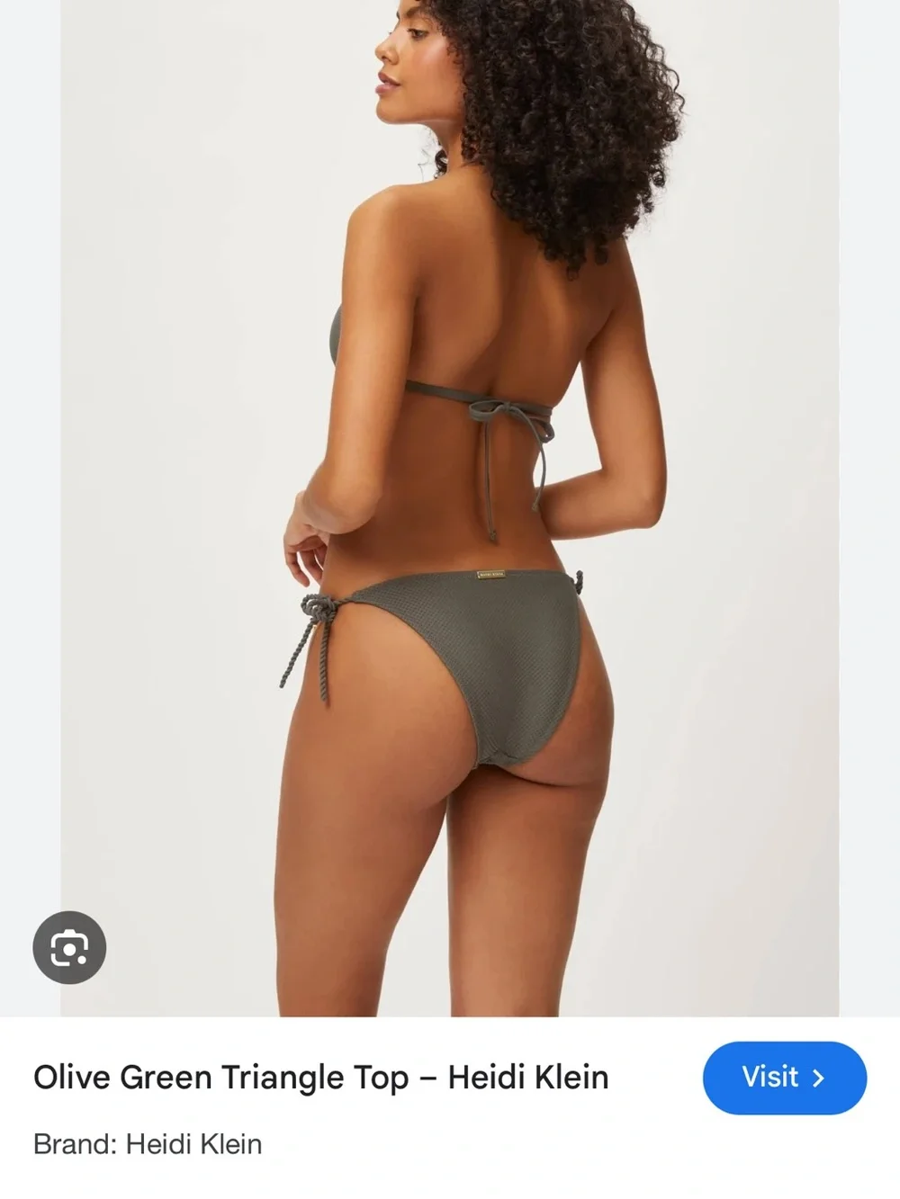 Heidi Klein olive green rib bikini with gold hardware. Bottom size L top size s